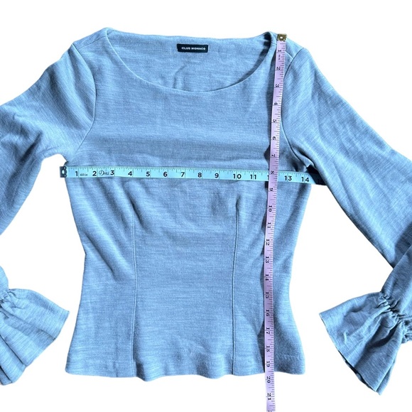 Club Monaco Womens Reeta Space Dye Grey Bell Sleeve Wool LS Sweater Top Sz XS - Picture 4 of 6